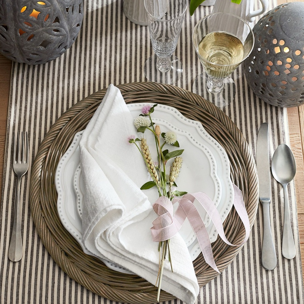 Pottery Barn Wheaton Stripe Cotton Linen Table Runner 18x108